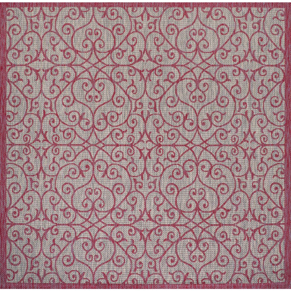 Madrid Vintage Filigree Textured Weave Indoor/Outdoor Square Rug. Picture 1
