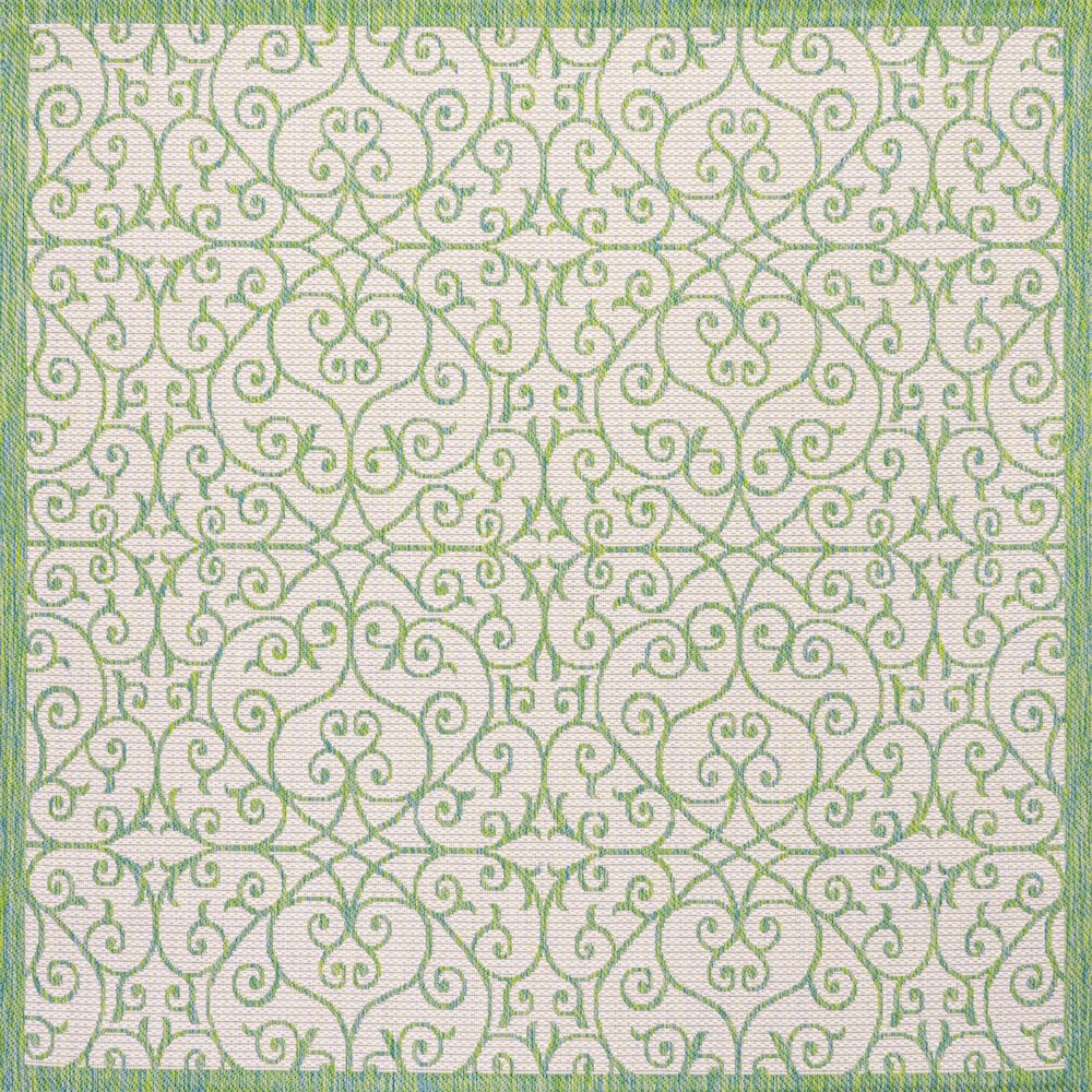 Madrid Vintage Filigree Textured Weave Indoor/Outdoor Square Rug. Picture 1