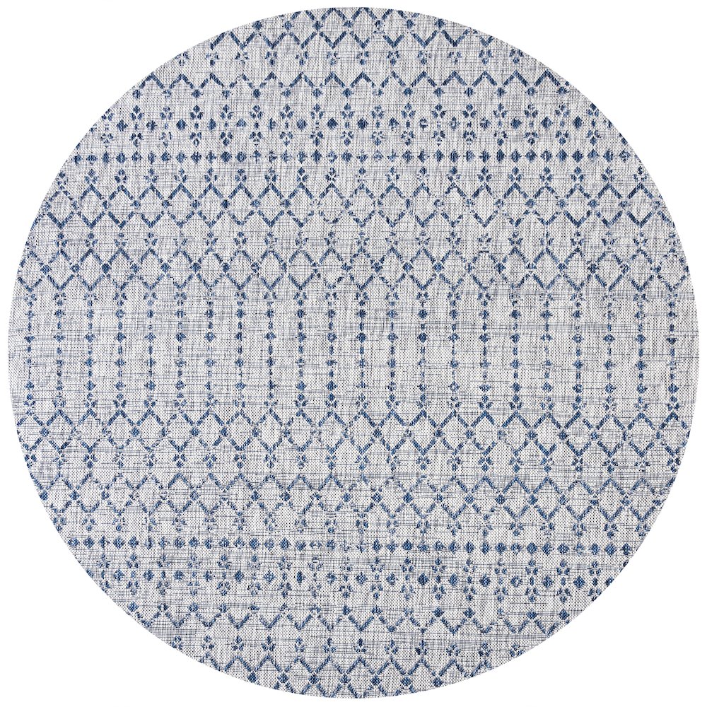 Ourika Moroccan Geometric Textured Weave Indoor/Outdoor Round Rug. Picture 1
