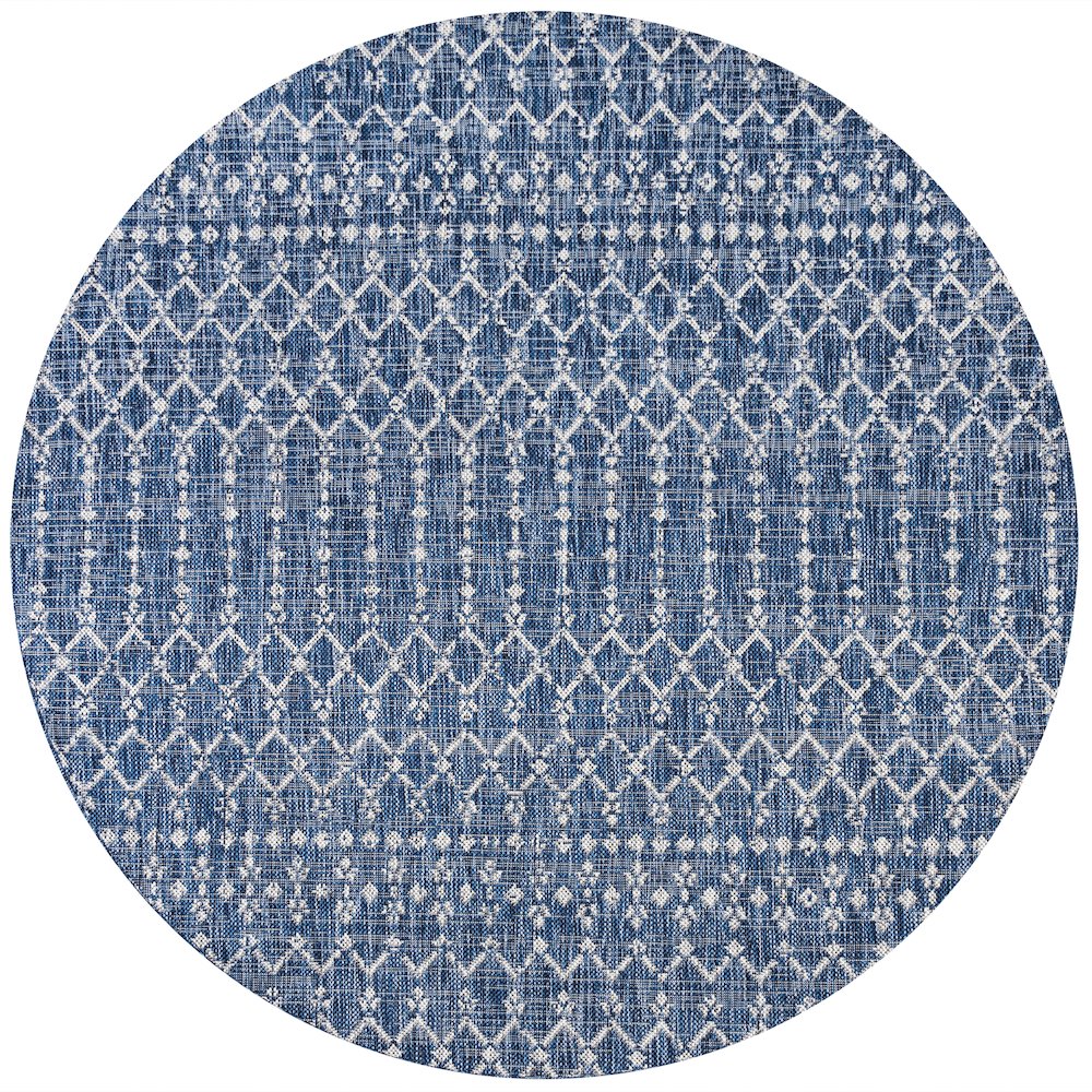 Ourika Moroccan Geometric Textured Weave Indoor/Outdoor Round Rug. Picture 1