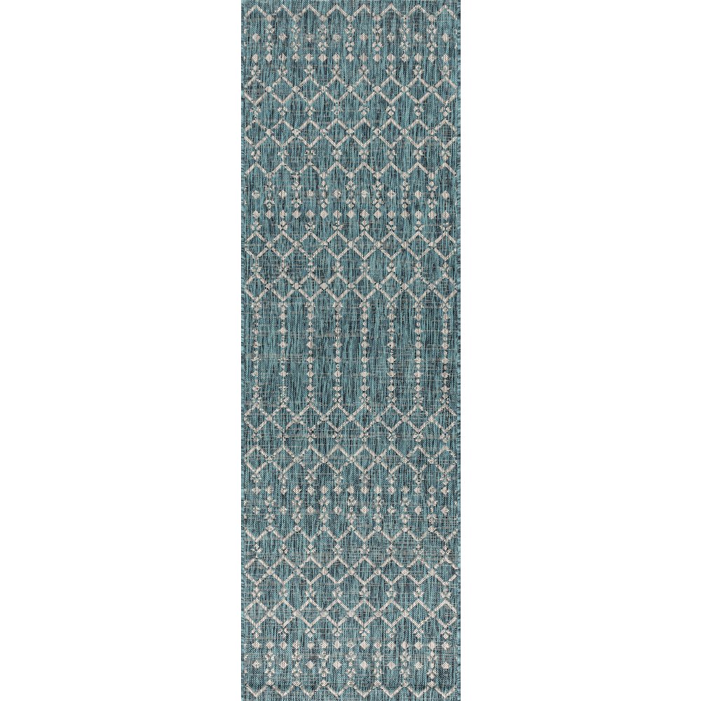 Ourika Moroccan Geometric Textured Weave Indoor/Outdoor Runner Rug. Picture 1