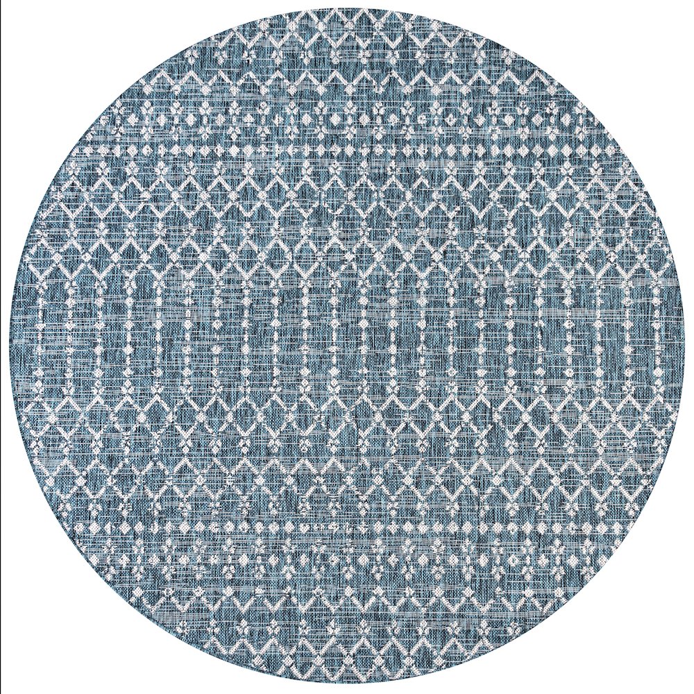 Ourika Moroccan Geometric Textured Weave Indoor/Outdoor Round Rug. Picture 1