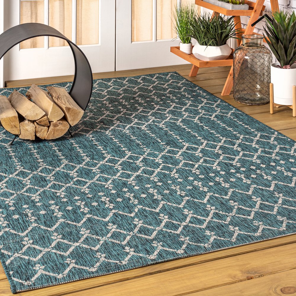 Ourika Moroccan Geometric Textured Weave Indoor/Outdoor Area Rug. Picture 2