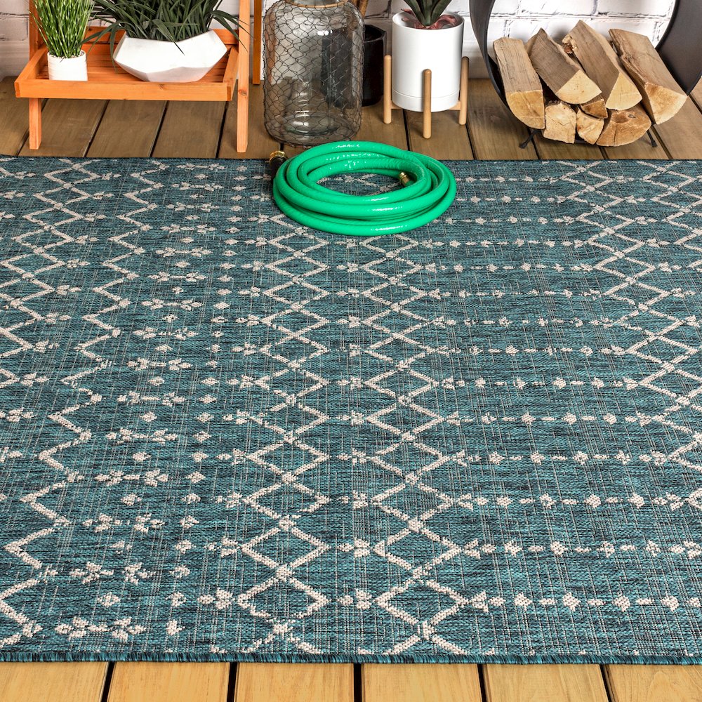 Ourika Moroccan Geometric Textured Weave Indoor/Outdoor Area Rug. Picture 4