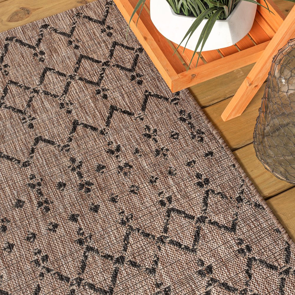 Ourika Moroccan Geometric Textured Weave Indoor/Outdoor Runner Rug. Picture 5