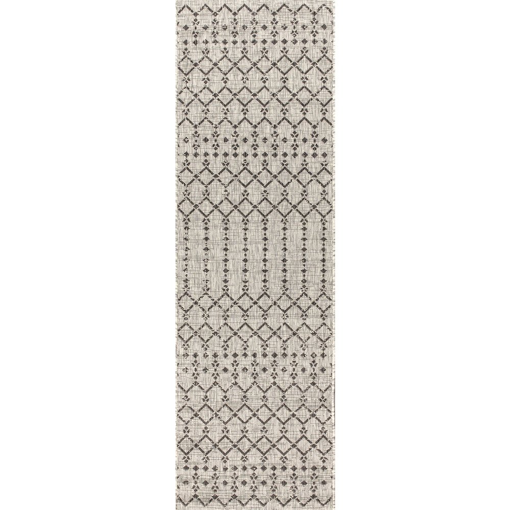 Ourika Moroccan Geometric Textured Weave Indoor/Outdoor Runner Rug. Picture 1