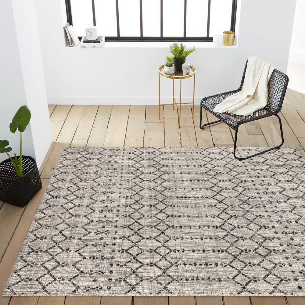 Ourika Moroccan Geometric Textured Weave Indoor/Outdoor Area Rug. Picture 10