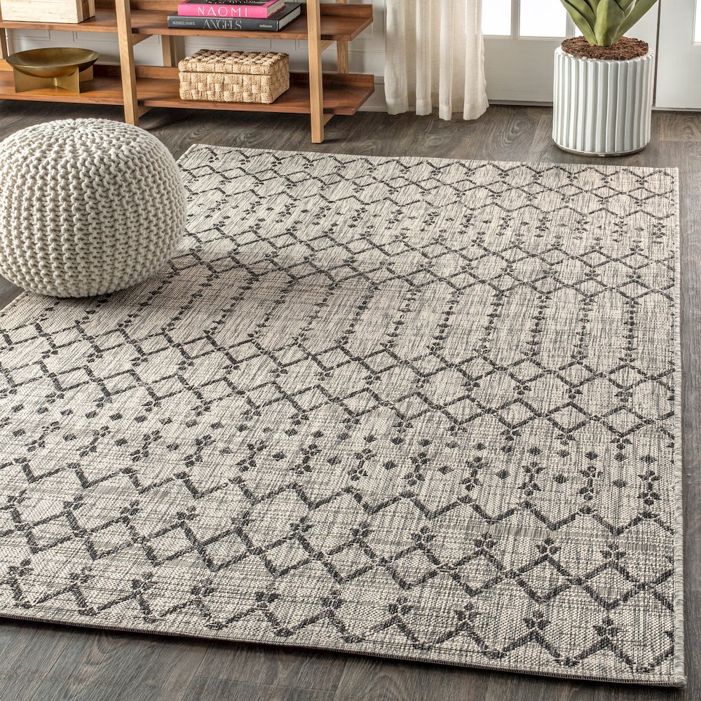 Ourika Moroccan Geometric Textured Weave Indoor/Outdoor Area Rug. Picture 3