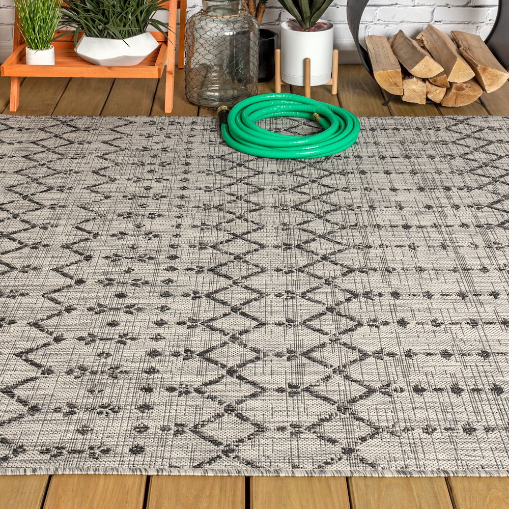 Ourika Moroccan Geometric Textured Weave Indoor/Outdoor Area Rug. Picture 4