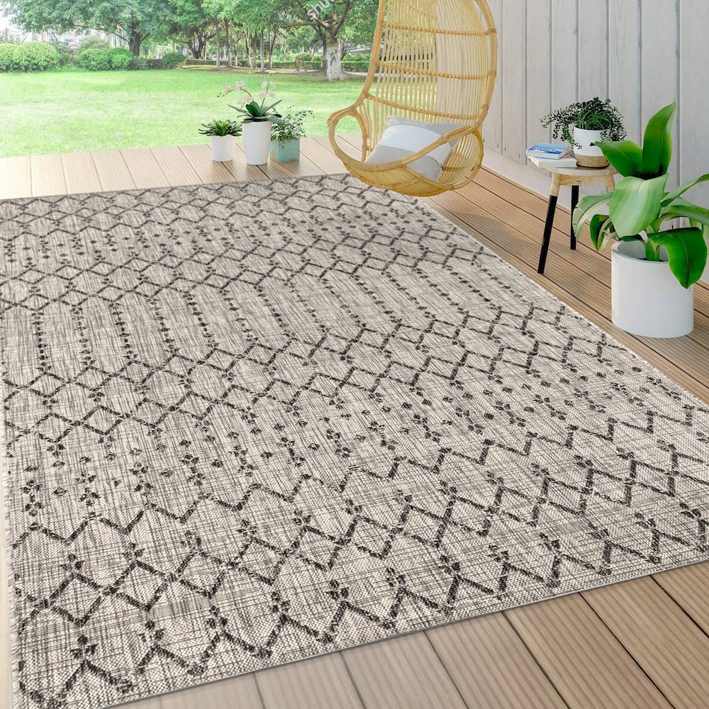 Ourika Moroccan Geometric Textured Weave Indoor/Outdoor Area Rug. Picture 5