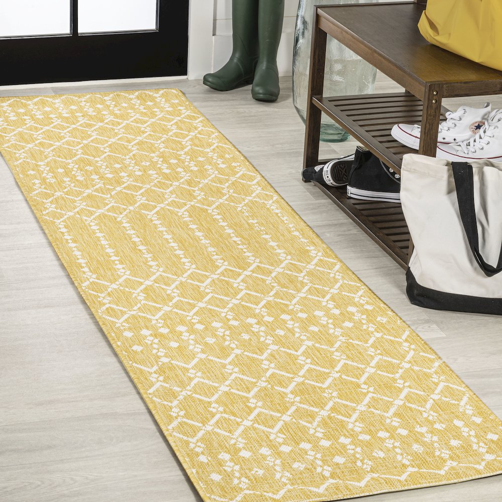 Ourika Moroccan Geometric Textured Weave Indoor/Outdoor Runner Rug. Picture 2