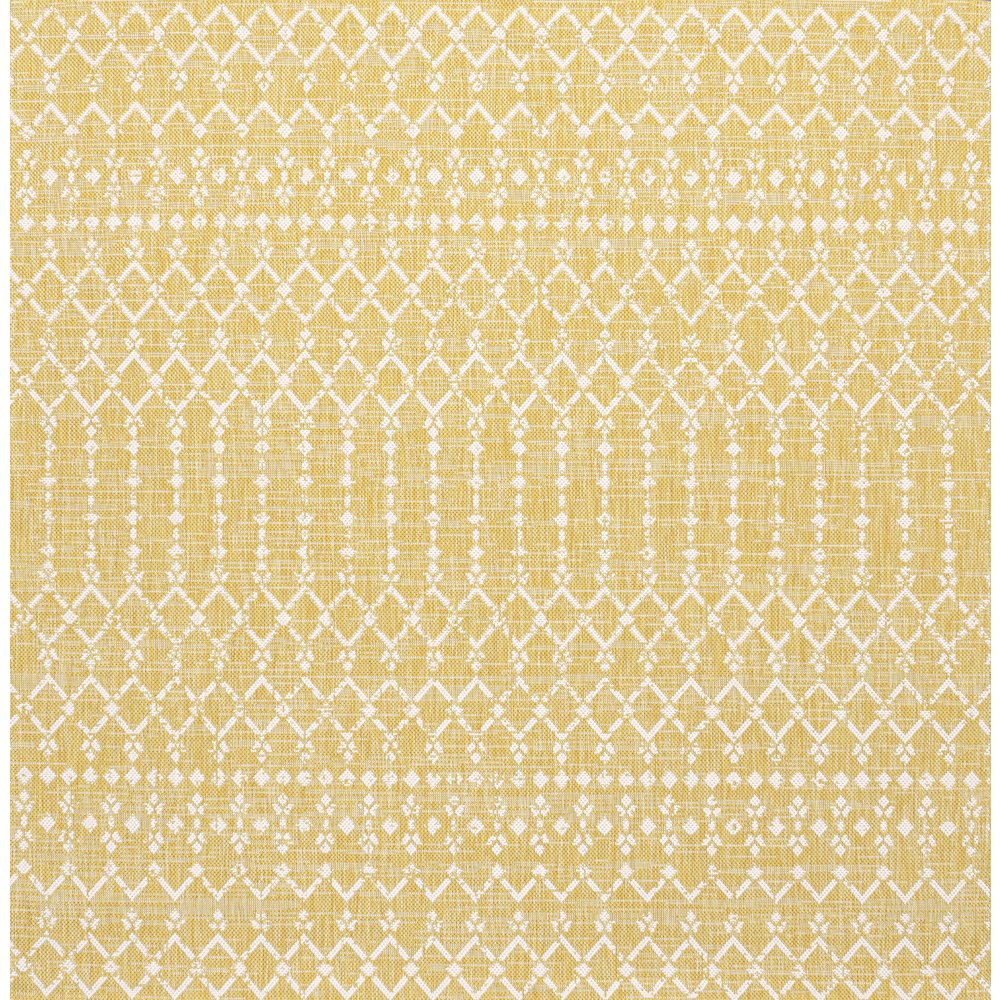 Ourika Moroccan Geometric Textured Weave Indoor/Outdoor Square Rug. Picture 1