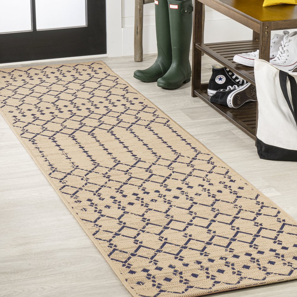 Ourika Moroccan Geometric Textured Weave Indoor/Outdoor Runner Rug. Picture 2