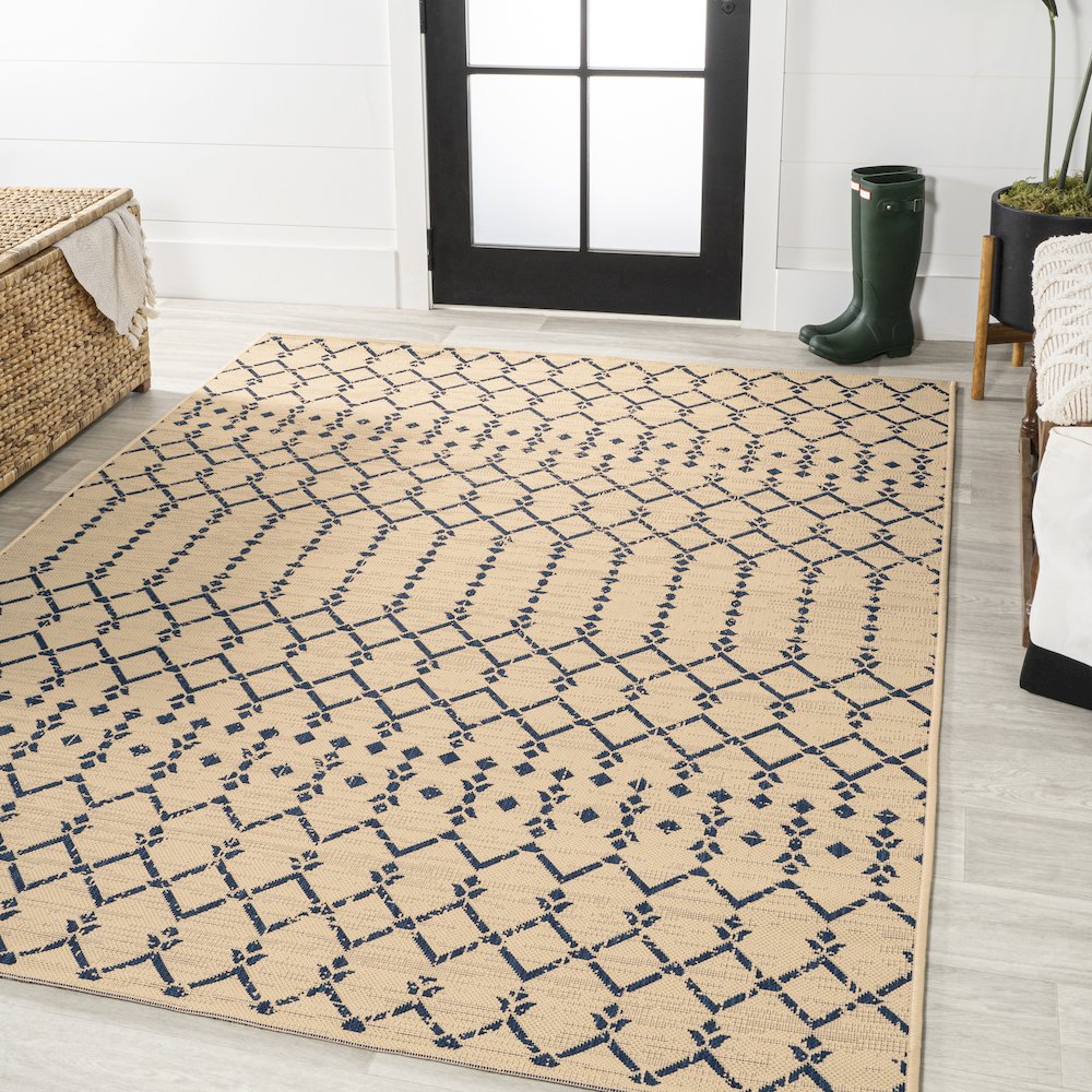 Ourika Moroccan Geometric Textured Weave Indoor/Outdoor Area Rug. Picture 2