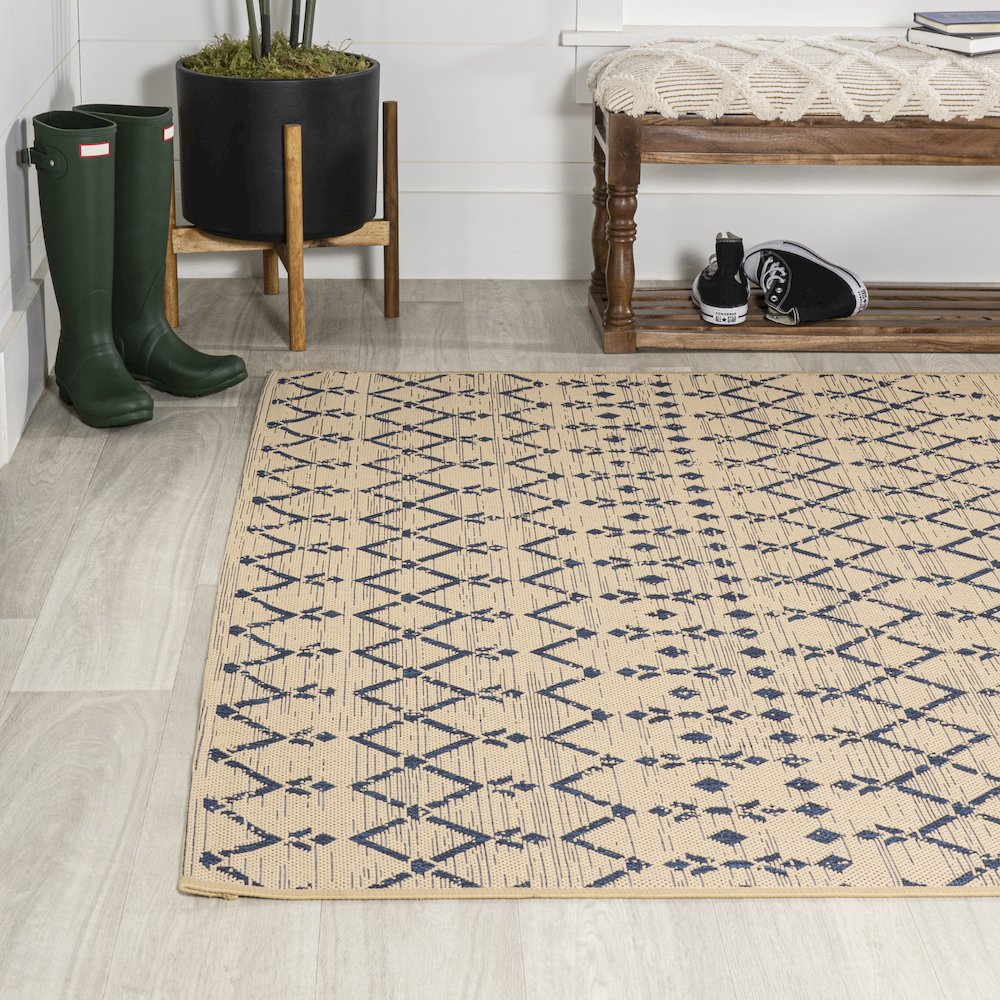 Ourika Moroccan Geometric Textured Weave Indoor/Outdoor Area Rug. Picture 3