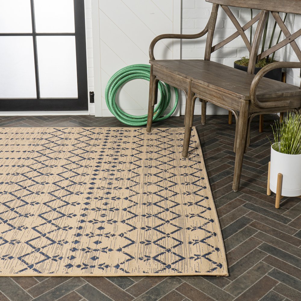 Ourika Moroccan Geometric Textured Weave Indoor/Outdoor Area Rug. Picture 7