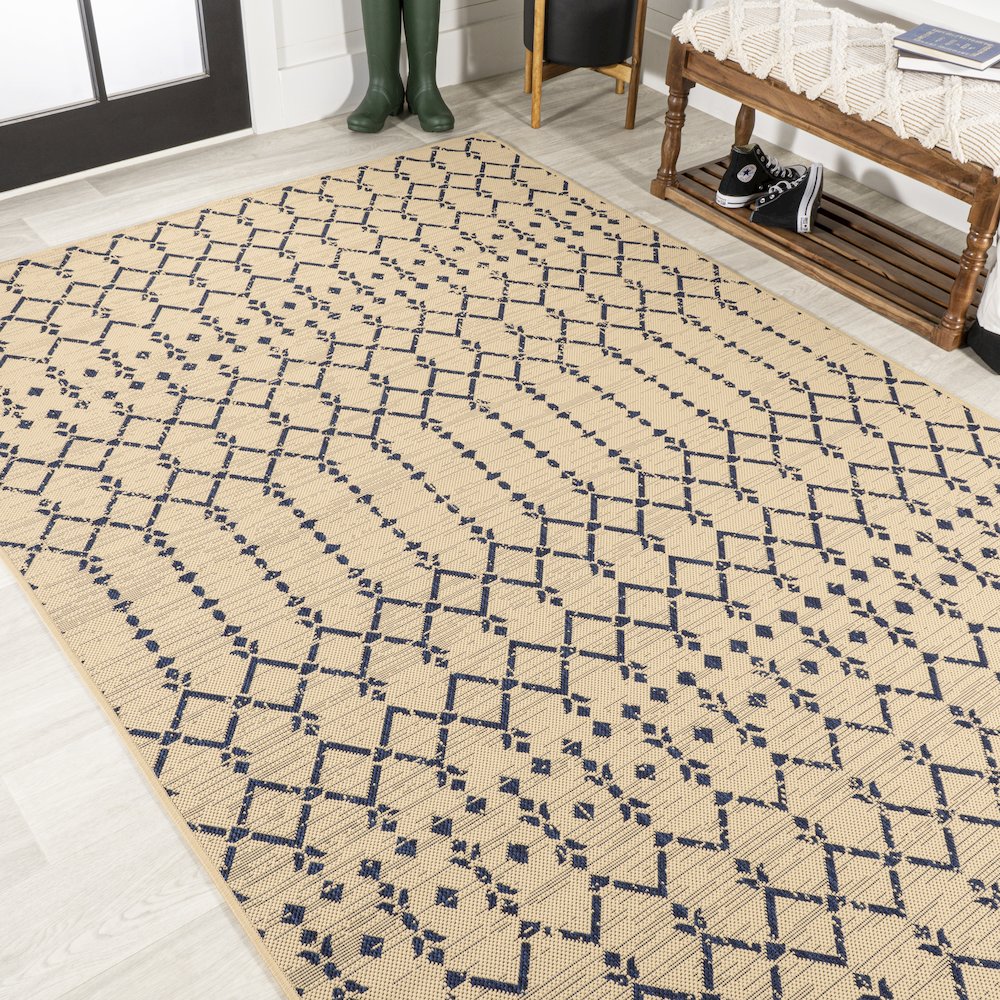 Ourika Moroccan Geometric Textured Weave Indoor/Outdoor Area Rug. Picture 4