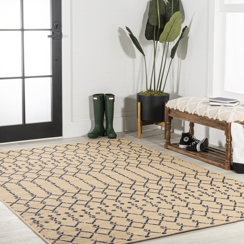 Ourika Moroccan Geometric Textured Weave Indoor/Outdoor Area Rug. Picture 5