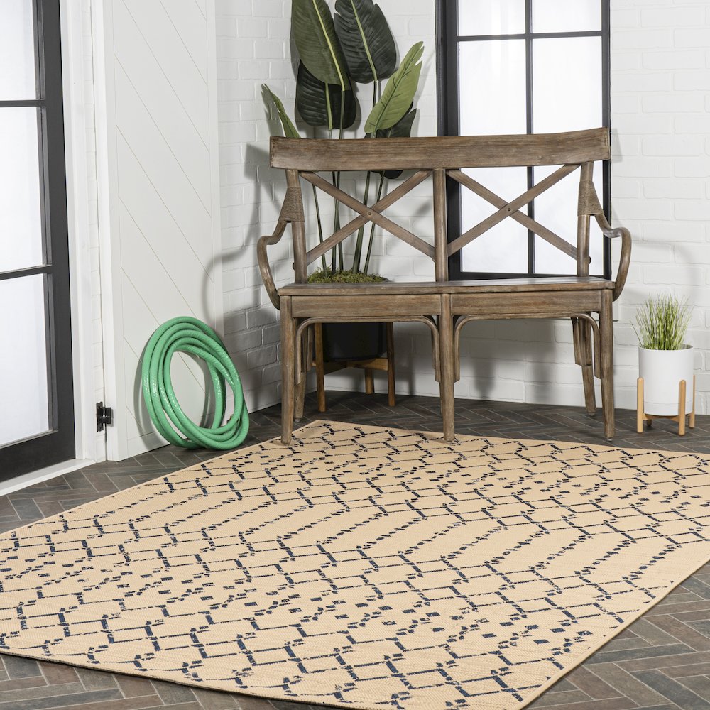 Ourika Moroccan Geometric Textured Weave Indoor/Outdoor Area Rug. Picture 9