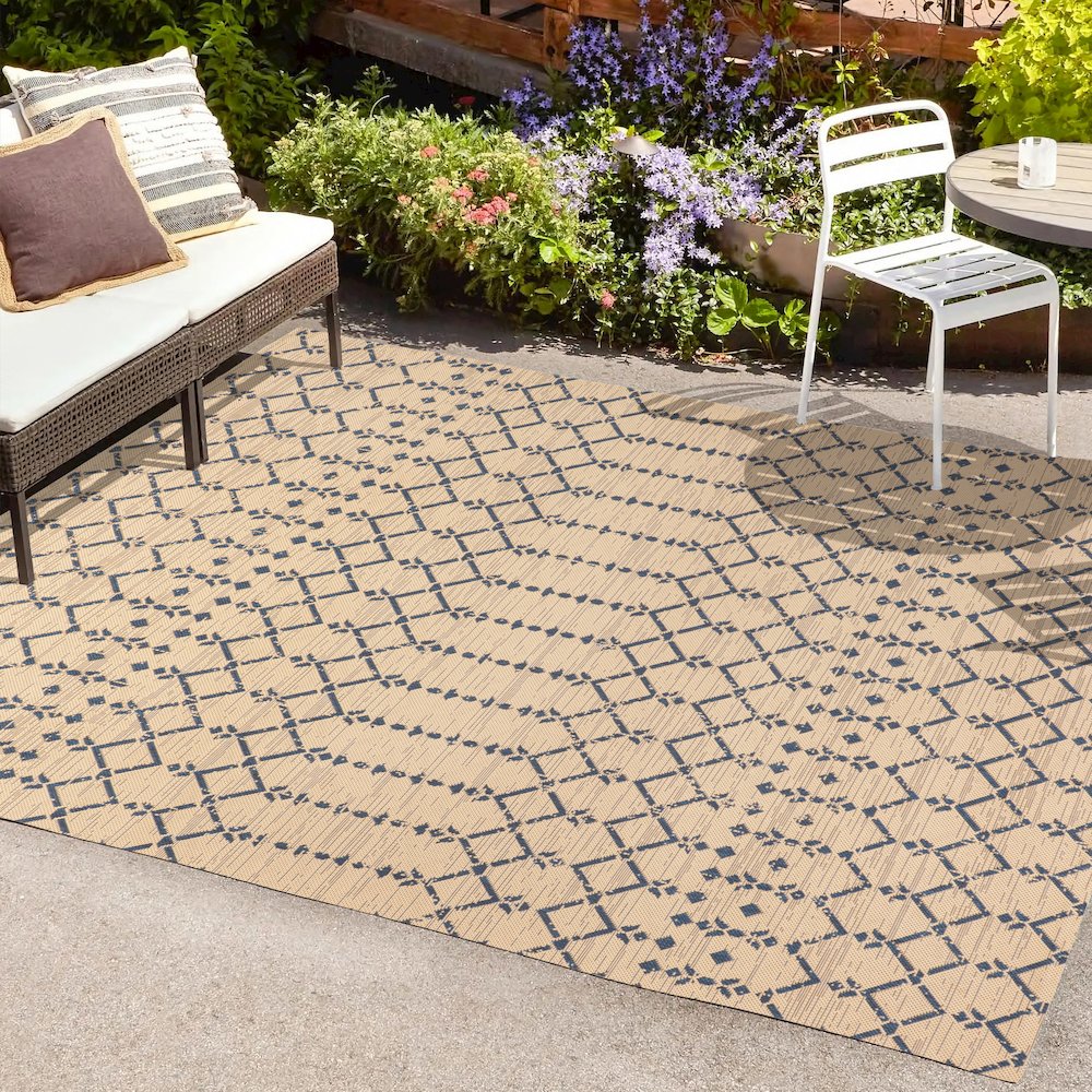 Ourika Moroccan Geometric Textured Weave Indoor/Outdoor Area Rug. Picture 6