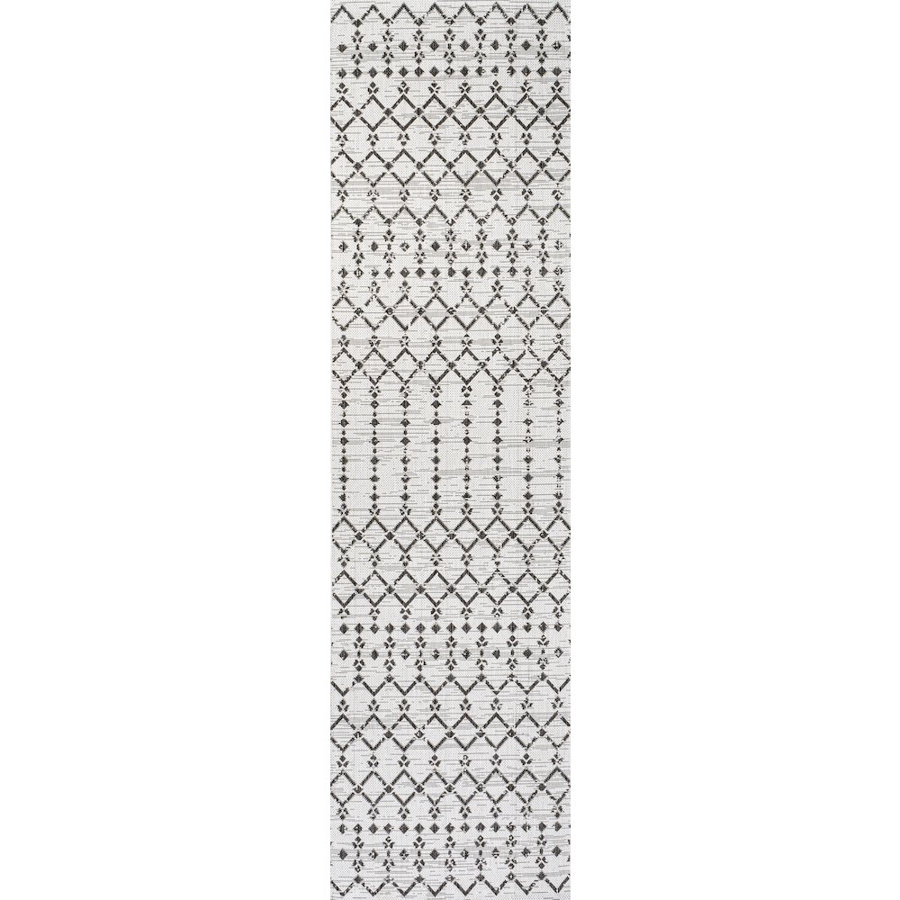 Ourika Moroccan Geometric Textured Weave Indoor/Outdoor Runner Rug. Picture 1