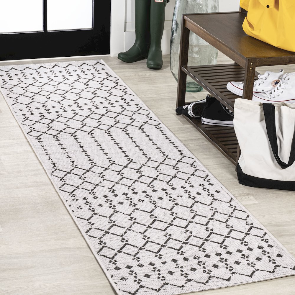 Ourika Moroccan Geometric Textured Weave Indoor/Outdoor Runner Rug. Picture 2