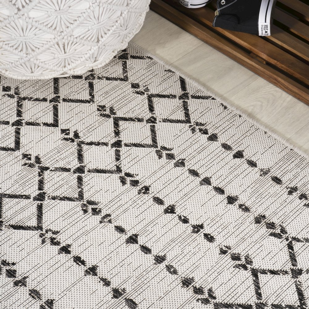 Ourika Moroccan Geometric Textured Weave Indoor/Outdoor Runner Rug. Picture 4