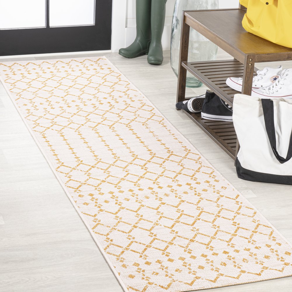 Ourika Moroccan Geometric Textured Weave Indoor/Outdoor Runner Rug. Picture 2