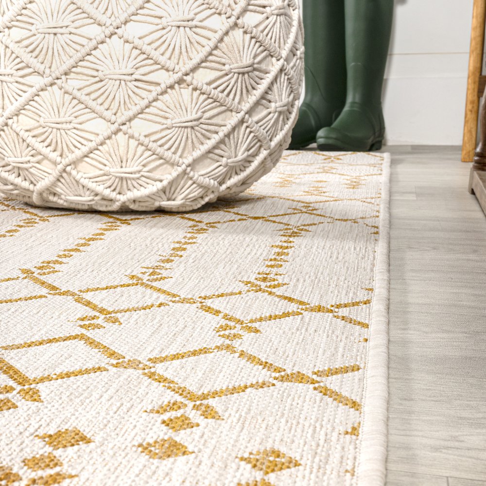 Ourika Moroccan Geometric Textured Weave Indoor/Outdoor Runner Rug. Picture 5