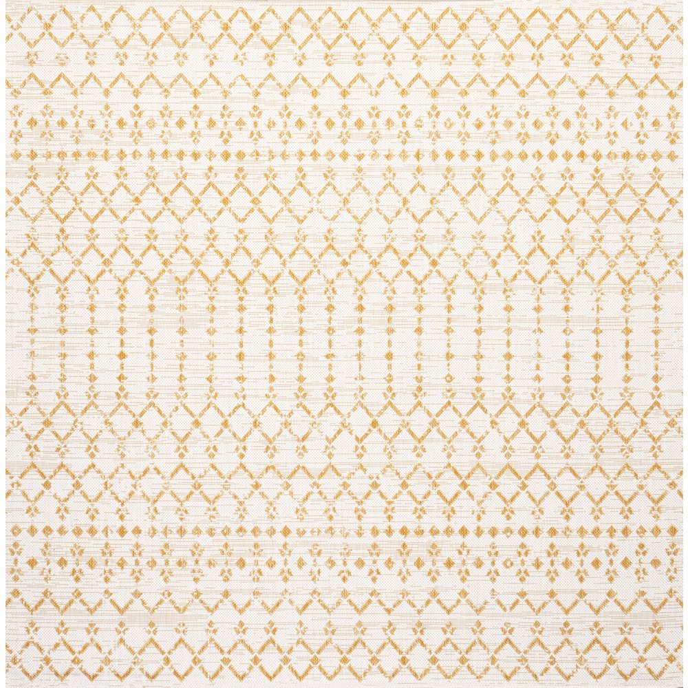Ourika Moroccan Geometric Textured Weave Indoor/Outdoor Square Rug. Picture 1