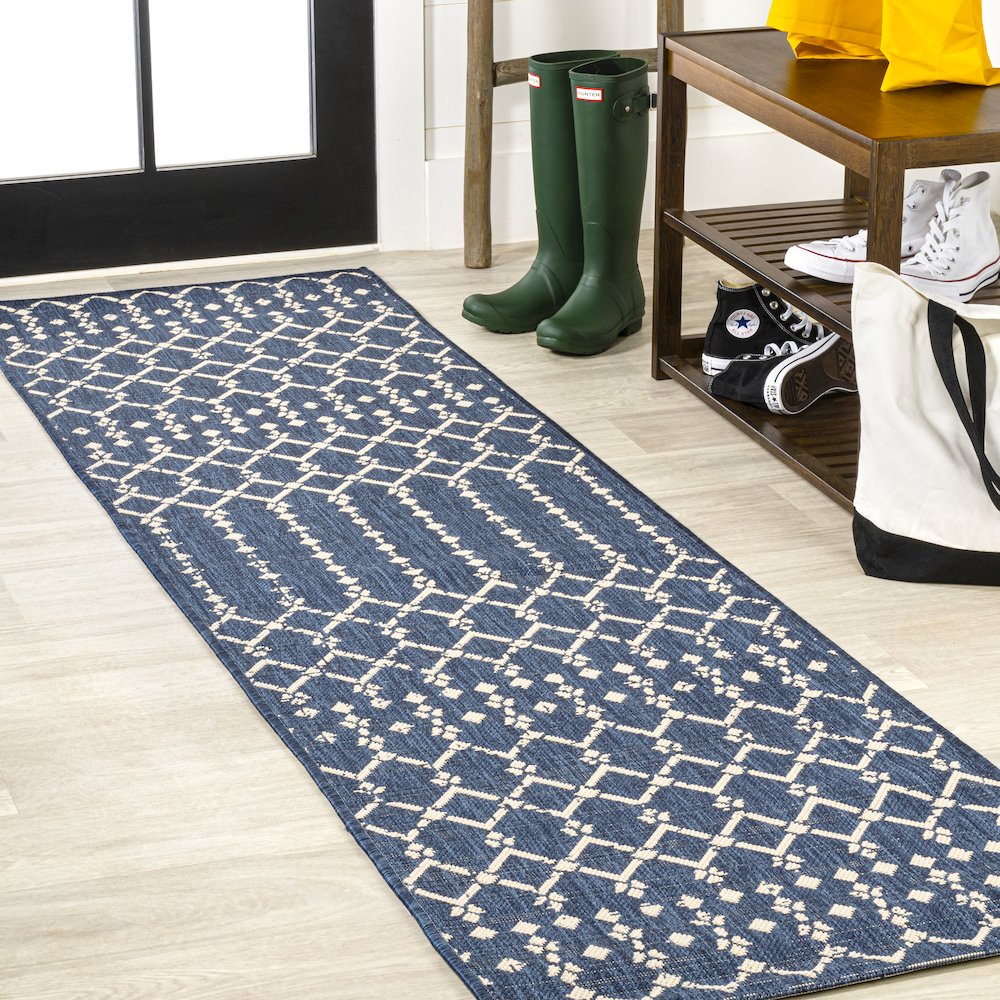 Ourika Moroccan Geometric Textured Weave Indoor/Outdoor Runner Rug. Picture 2