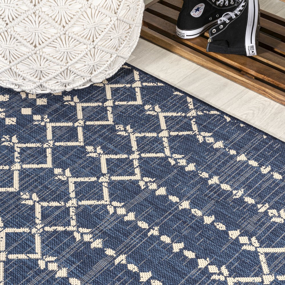 Ourika Moroccan Geometric Textured Weave Indoor/Outdoor Runner Rug. Picture 4
