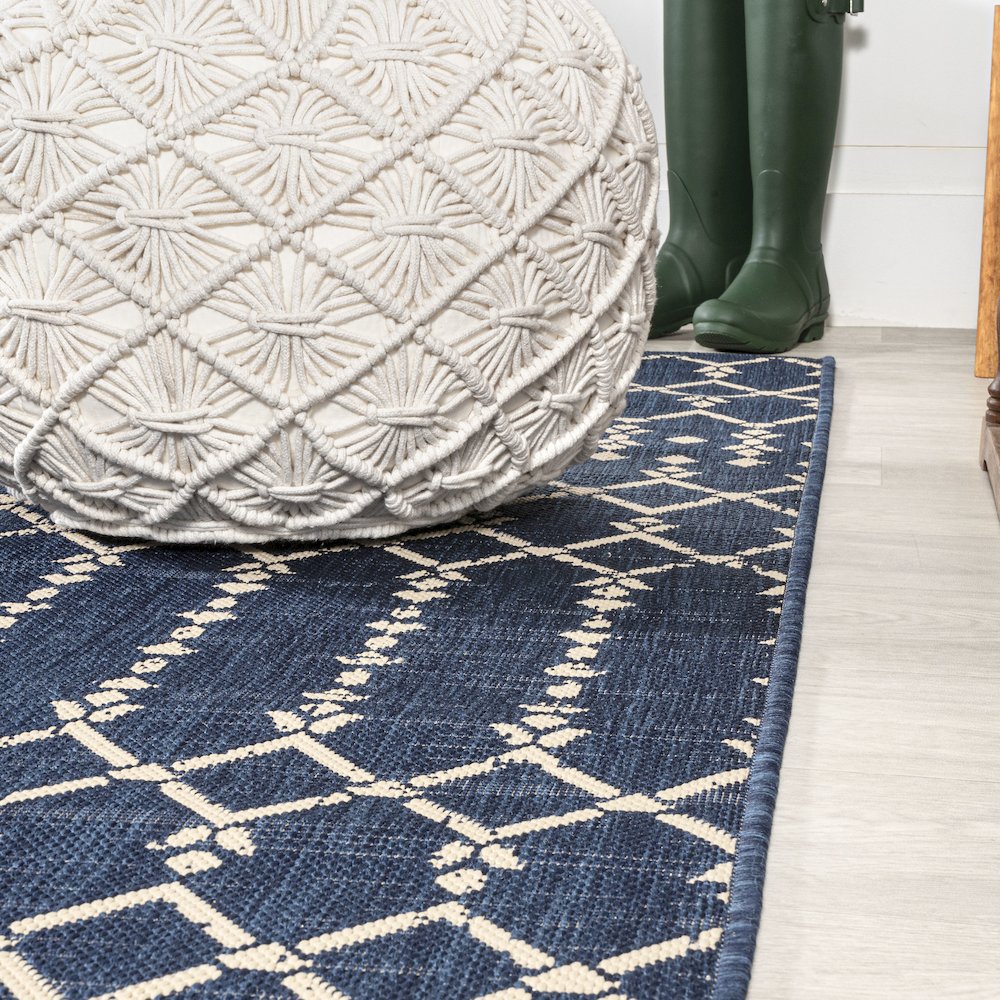 Ourika Moroccan Geometric Textured Weave Indoor/Outdoor Runner Rug. Picture 5
