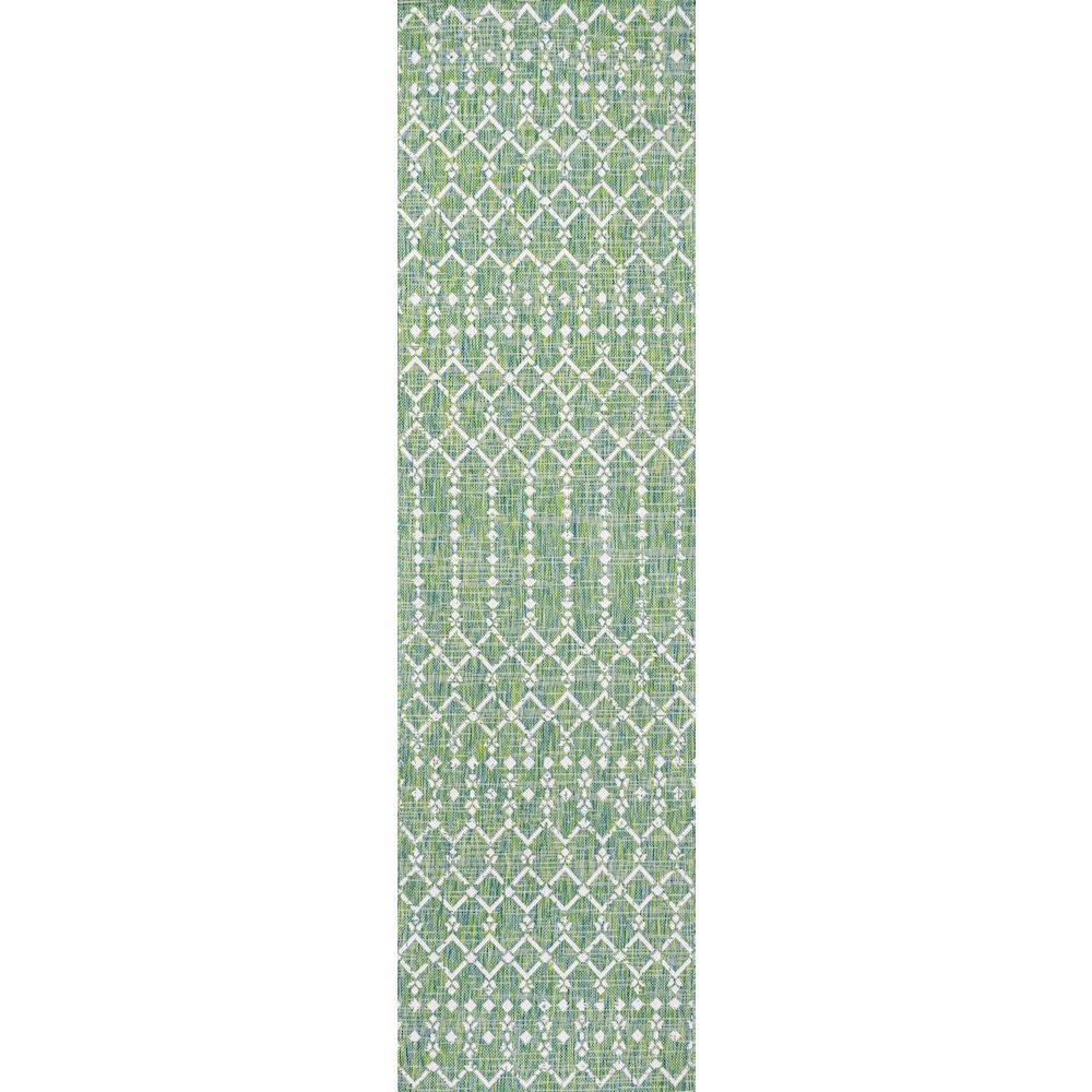 Ourika Moroccan Geometric Textured Weave Indoor/Outdoor Runner Rug. Picture 1