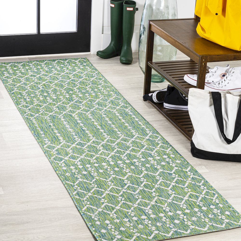 Ourika Moroccan Geometric Textured Weave Indoor/Outdoor Runner Rug. Picture 2