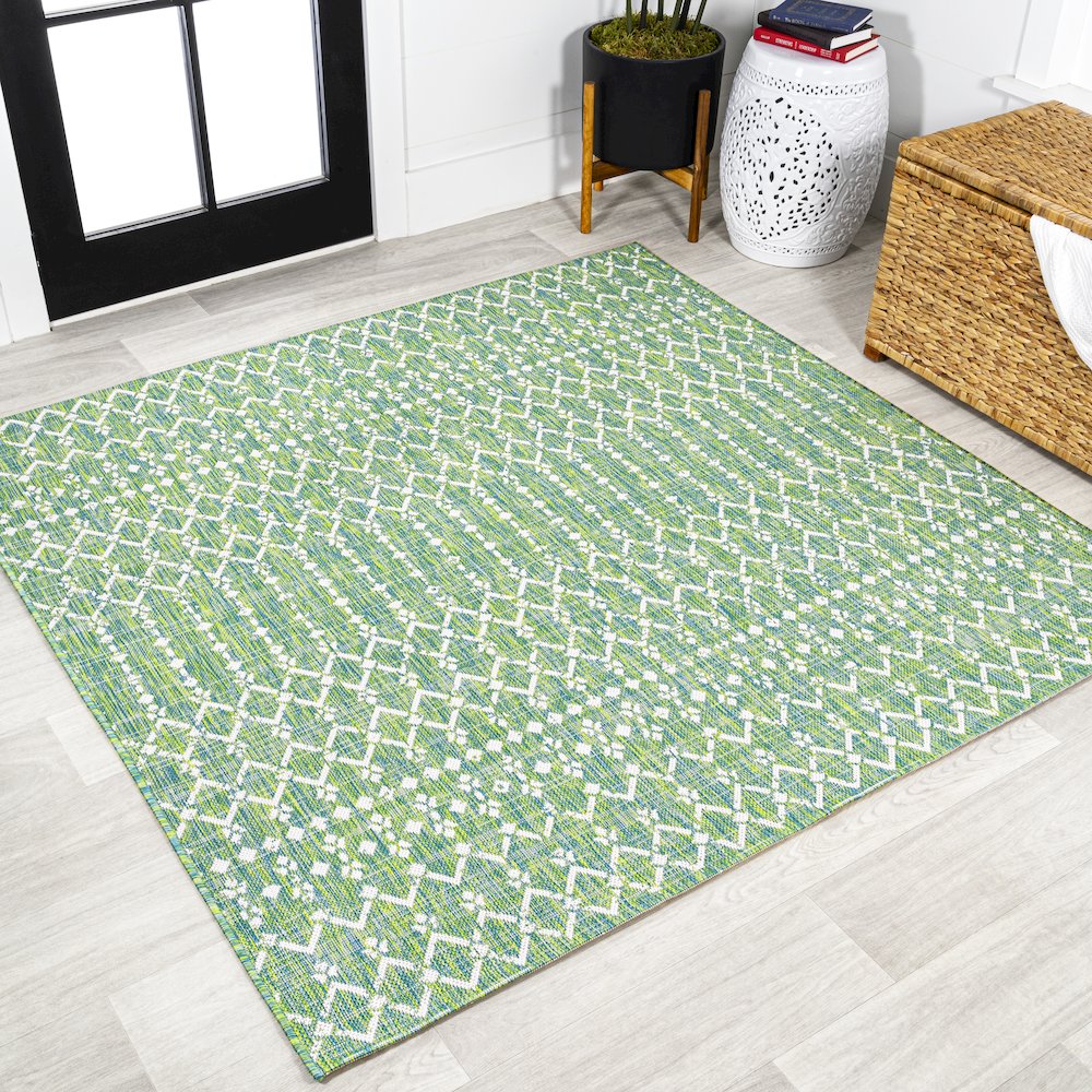 Ourika Moroccan Geometric Textured Weave Indoor/Outdoor Square Rug. Picture 2