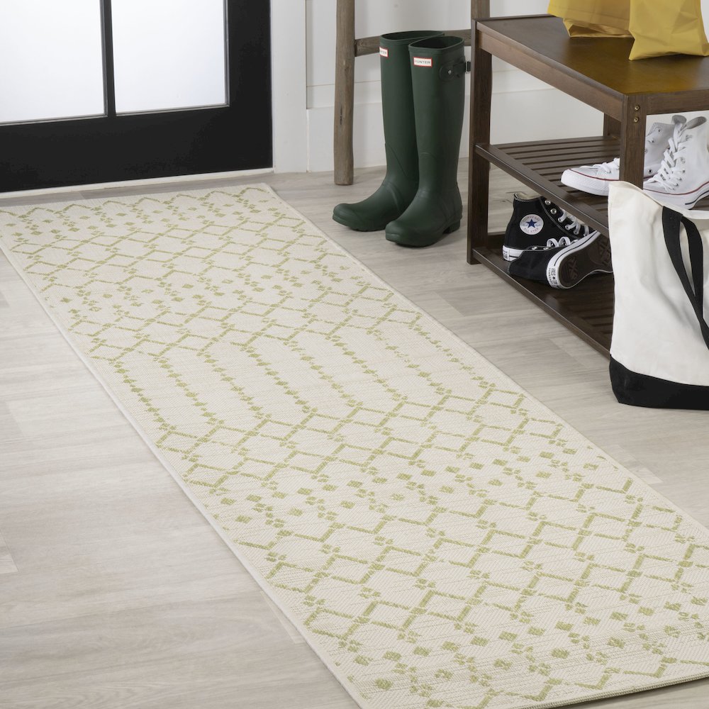 Ourika Moroccan Geometric Textured Weave Indoor/Outdoor Runner Rug. Picture 2