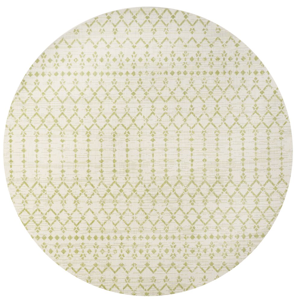 Ourika Moroccan Geometric Textured Weave Indoor/Outdoor Round Rug. Picture 1