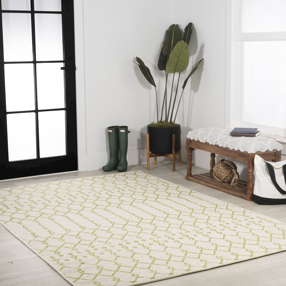 Ourika Moroccan Geometric Textured Weave Indoor/Outdoor Area Rug. Picture 5