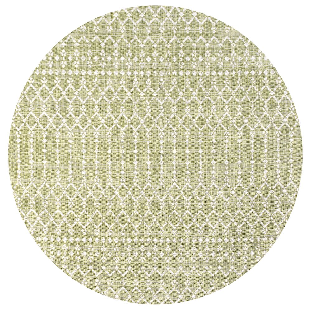 Ourika Moroccan Geometric Textured Weave Indoor/Outdoor Round Rug. Picture 1