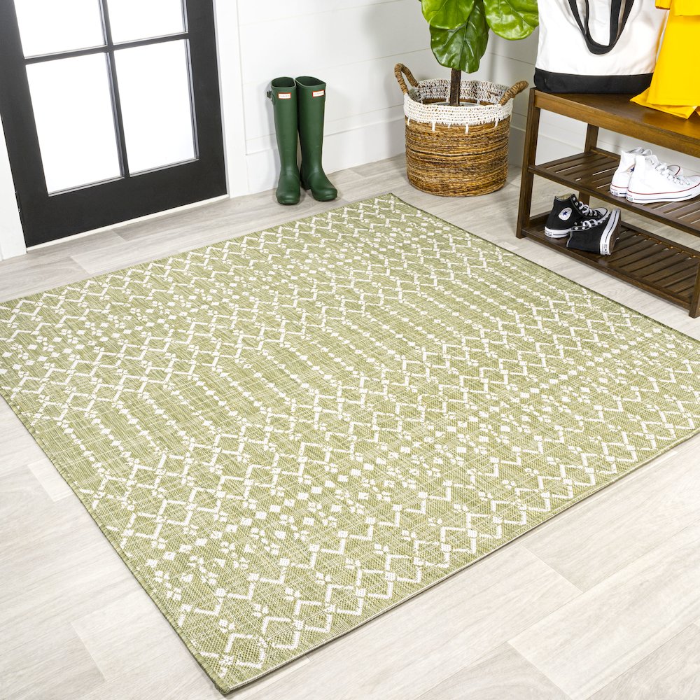 Ourika Moroccan Geometric Textured Weave Indoor/Outdoor Square Rug. Picture 2