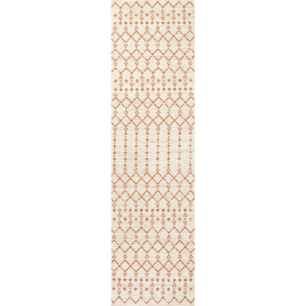 Ourika Moroccan Geometric Textured Weave Indoor/Outdoor Runner Rug. Picture 1