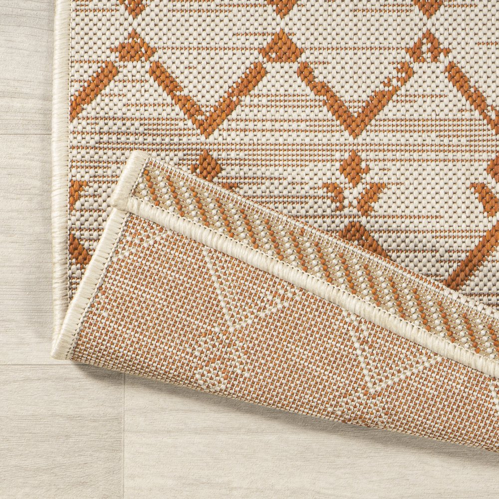 Ourika Moroccan Geometric Textured Weave Indoor/Outdoor Runner Rug. Picture 3