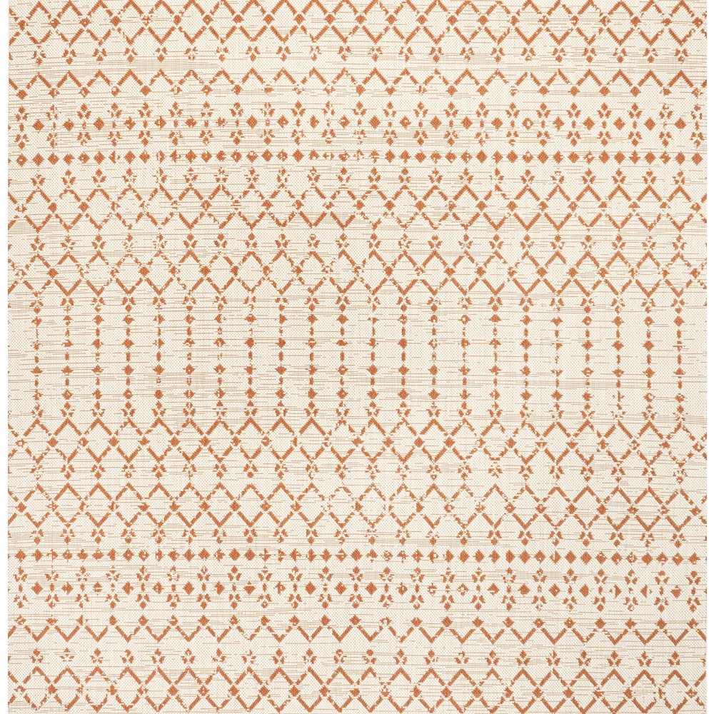 Ourika Moroccan Geometric Textured Weave Indoor/Outdoor Square Rug. Picture 1