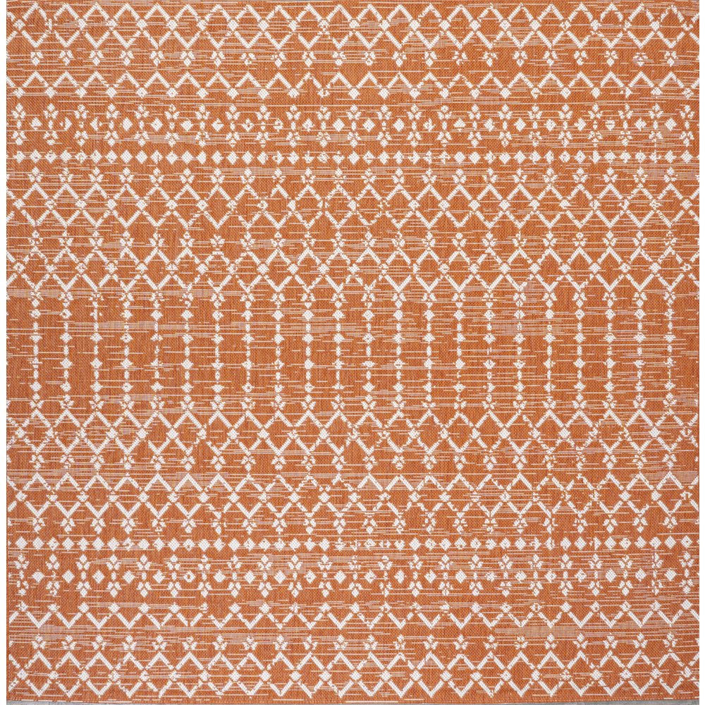 Ourika Moroccan Geometric Textured Weave Indoor/Outdoor Square Rug. Picture 1
