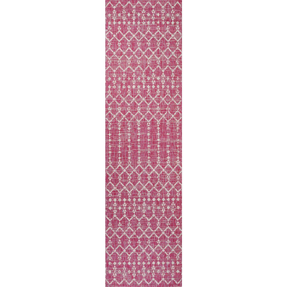 Ourika Moroccan Geometric Textured Weave Indoor/Outdoor Runner Rug. Picture 1