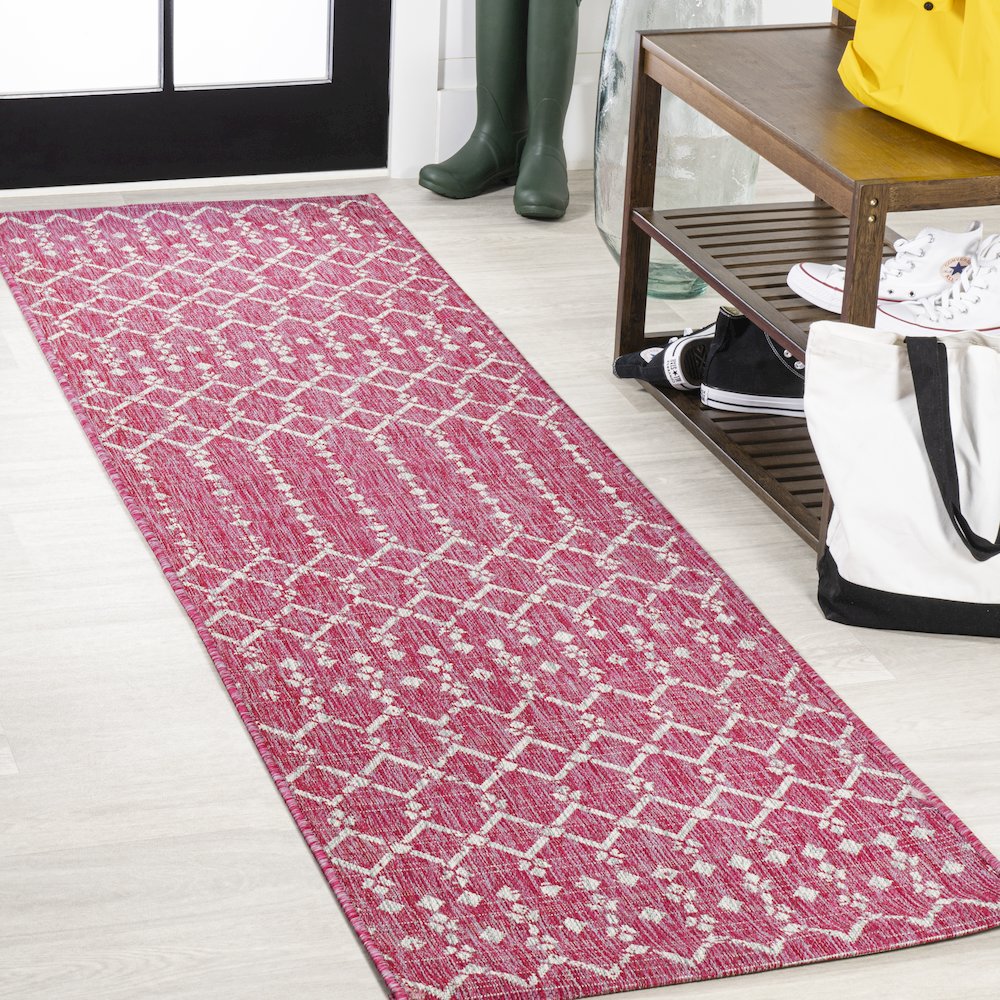 Ourika Moroccan Geometric Textured Weave Indoor/Outdoor Runner Rug. Picture 2