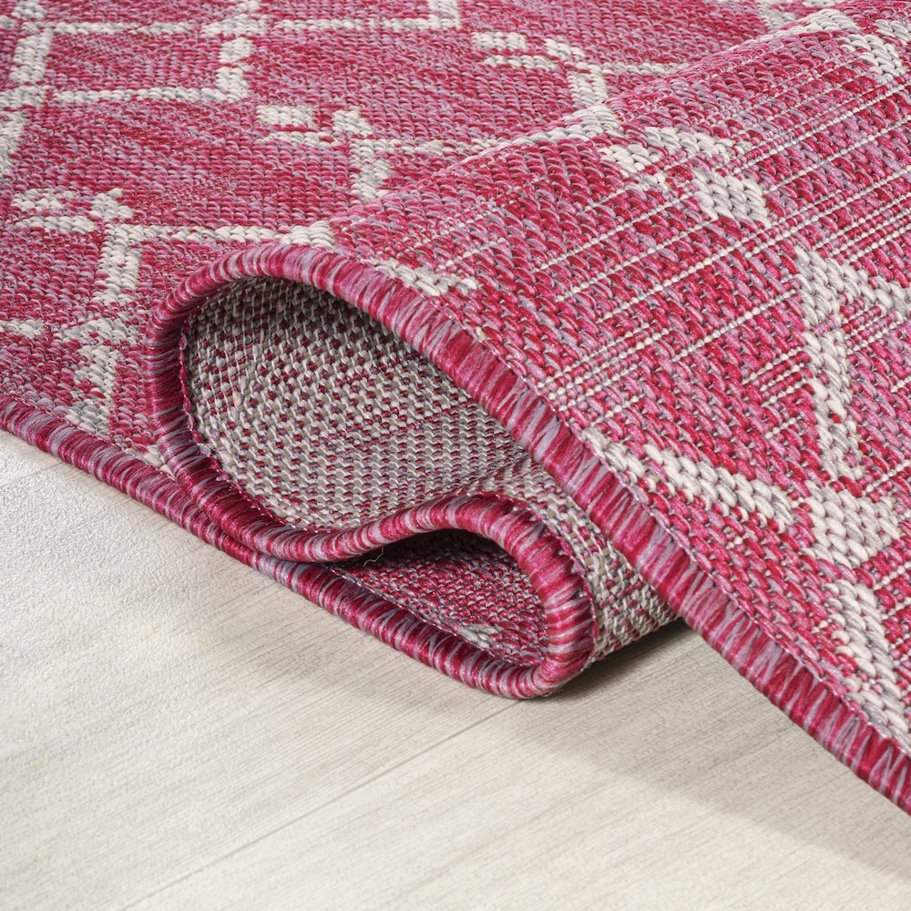 Ourika Moroccan Geometric Textured Weave Indoor/Outdoor Runner Rug. Picture 6