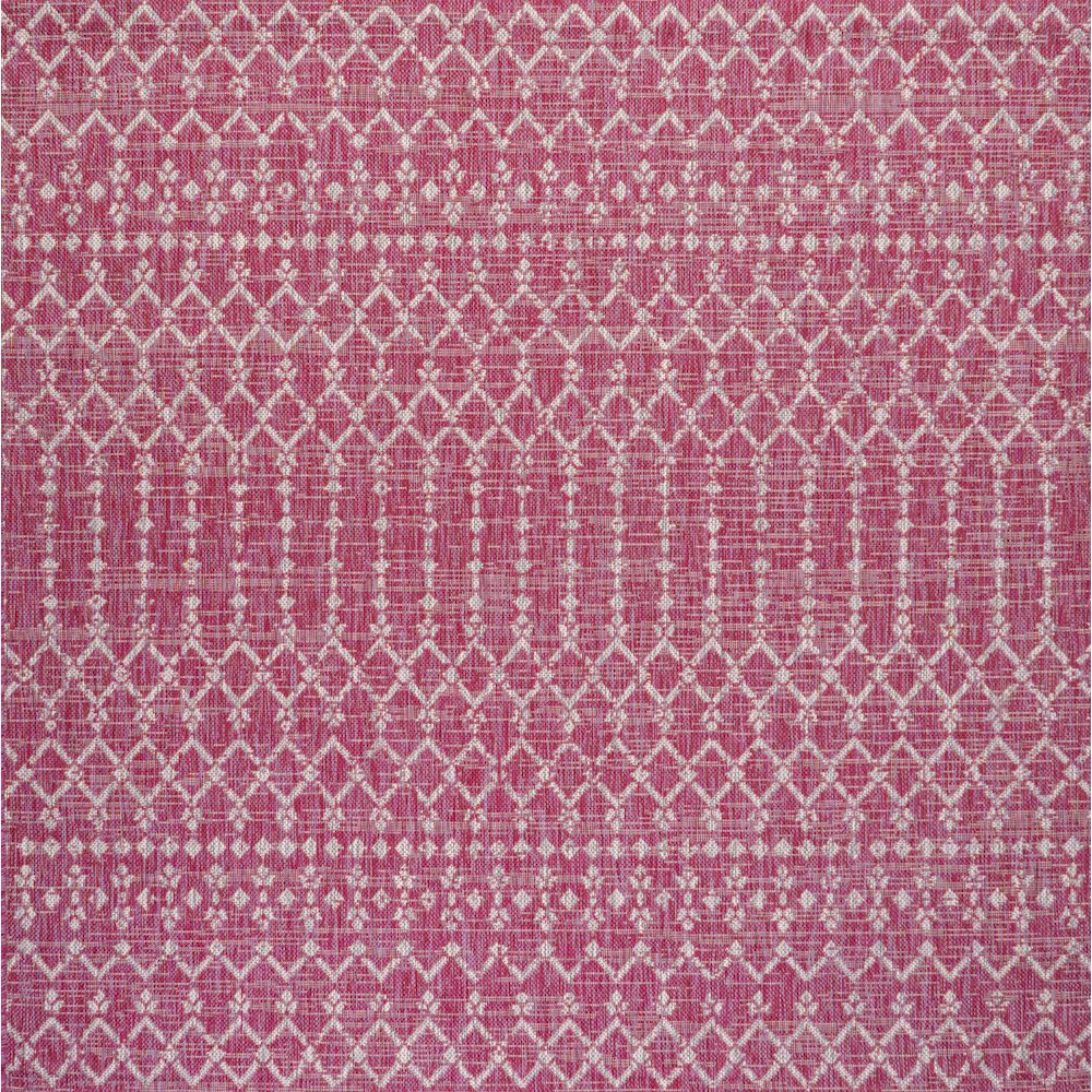 Ourika Moroccan Geometric Textured Weave Indoor/Outdoor Square Rug. Picture 1