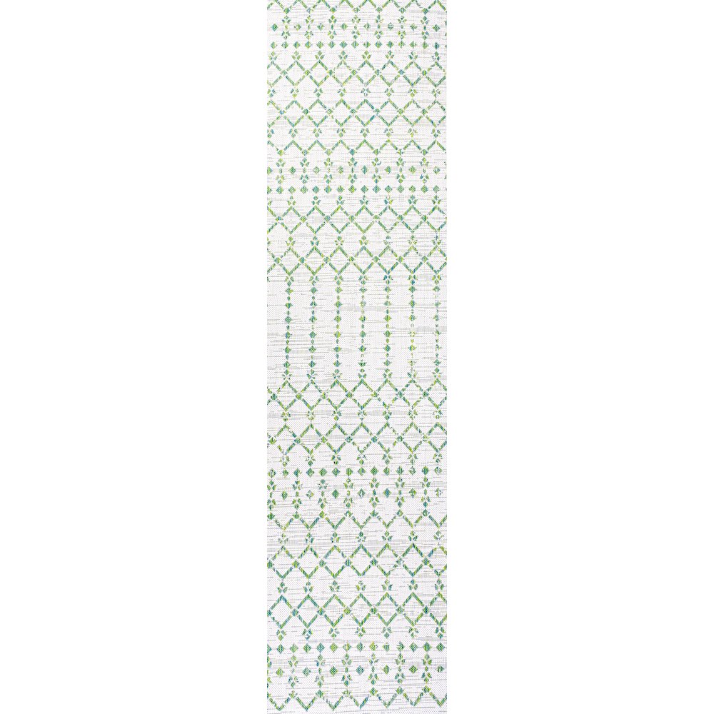 Ourika Moroccan Geometric Textured Weave Indoor/Outdoor Runner Rug. Picture 1